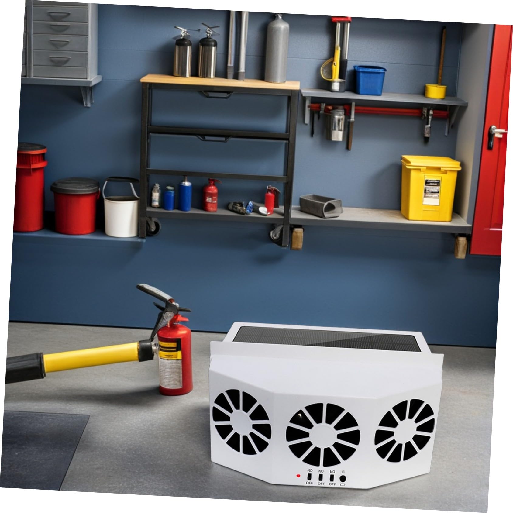 Ventilatore di Raffreddamento per Auto Solare 1200mah Bianco Abs