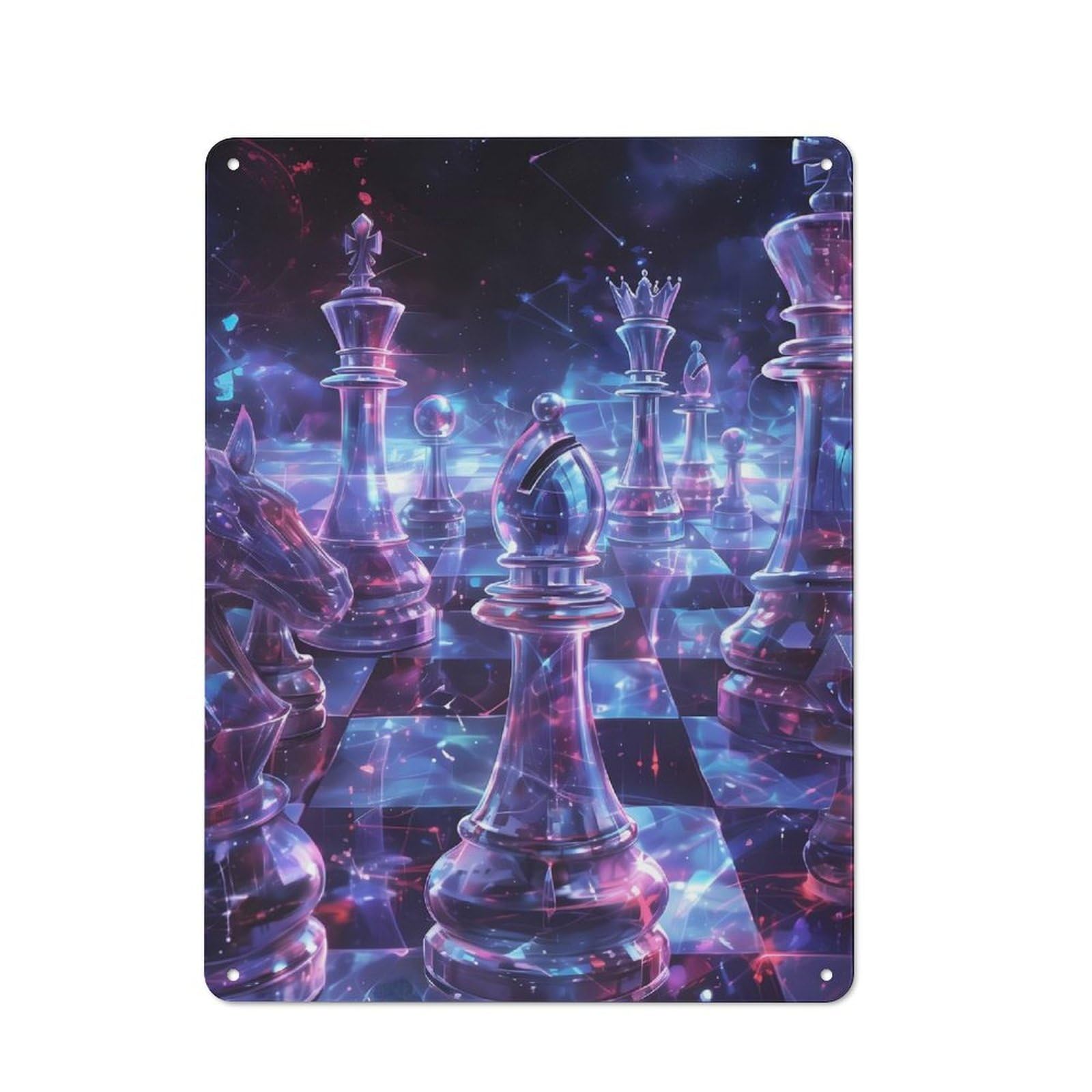 Junmoney Cosmic Chess Rustic Metal Wall Sign 40X30cm For Kitchen Or Home Bar, Suited To Home Bar Enthusiasts