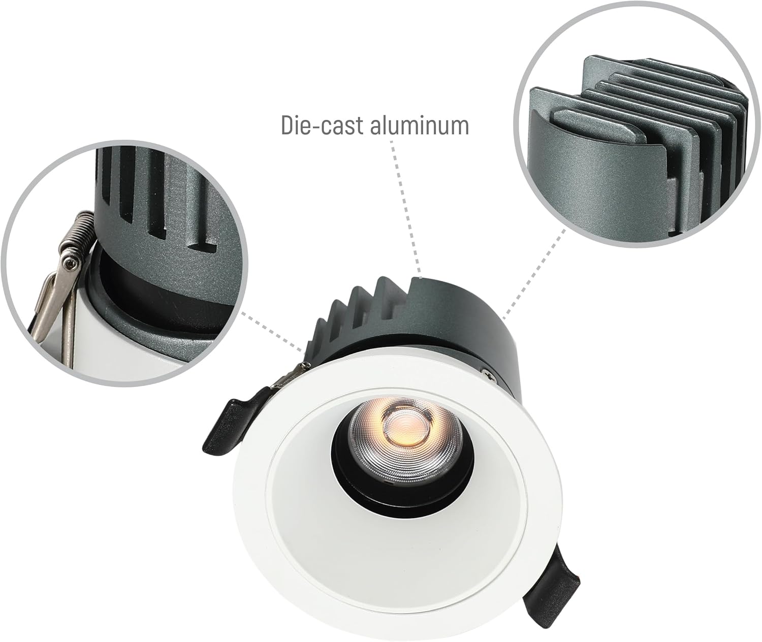 MyHome Elite Adjustable Recessed COB LED Downlight | 10W 3000K | Recessed Lighting Housing & Trim Kits Anti-Glare Downlight | for Entryways Living Spaces Offices | 3000K-White (Built-in LED)