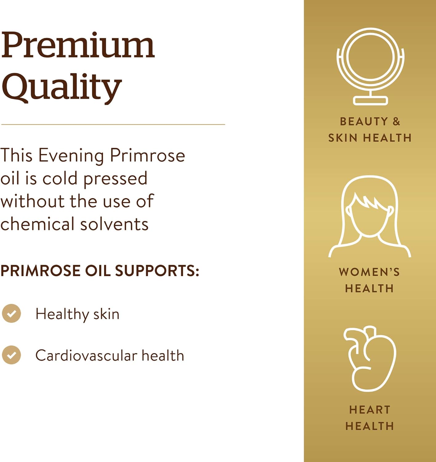 Solgar Evening Primrose Oil 500 mg, 180 Softgels - Promotes Healthy Skin & Cardiovascular Health - Nutritional Support for Women - Gluten Free, Dairy Free - 180 Servings : Health & Household