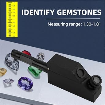 Gem Gexmmology Refractometer, Portable Gemstone identification Tester, Jewelry External LED Flashlight Diamond Detector with Polarizing Lens,Jewelry RHG 1.30-1.81 Testing Tool for Jewelry