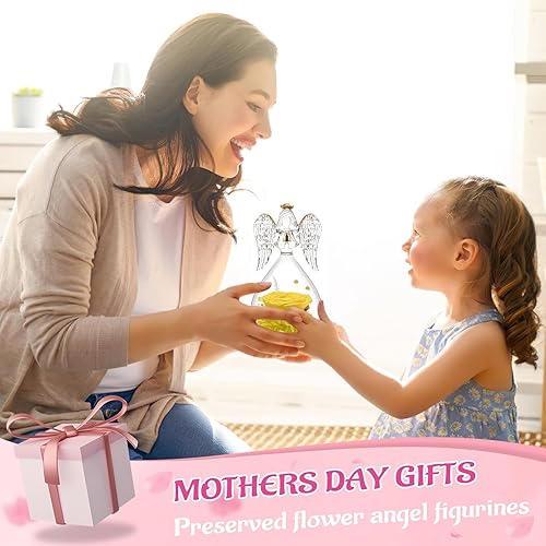Miniatura 4 de Miofula Regalos de rosas preservadas para mujeres, figuras de ángel para siempre, regalos de cumpleaños de rosas reales para mamá, abuela, esposa,