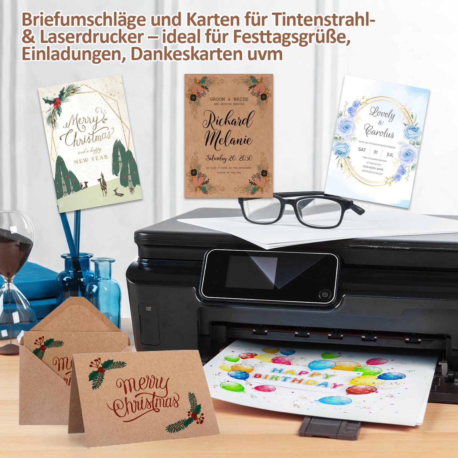 Carta Kraft A6 E Buste C6 - 50 Pezzi, 250g/m&sup2;, Per Biglietti Fai Da Te, Inviti E Cartoline