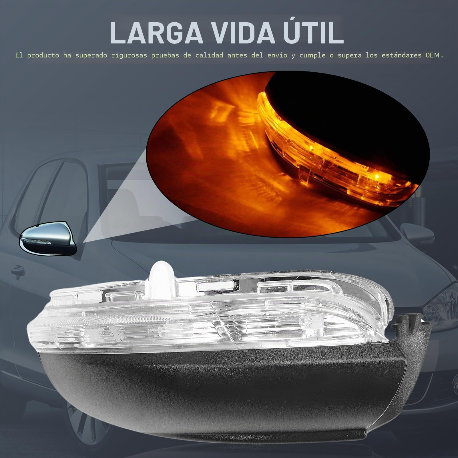 luces retrovisor lateral para Golf 6 MK6/GTI / R20, Intermitentes de espejo retrovisor para Tou-ran 2011-2015 5K0949102 (derecho - lado del pasajero)