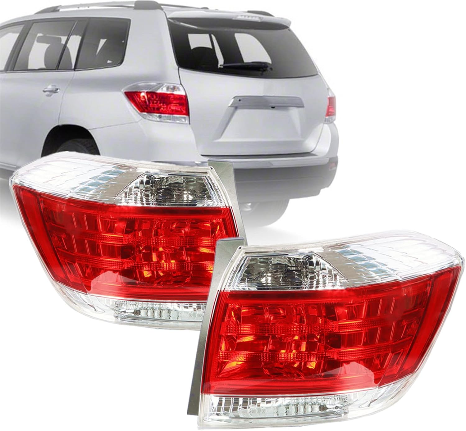 2-Pack LH and RH Tail Light Assembly Replacement for Highlander 2011 2012 2013 Driver and Passenger Side