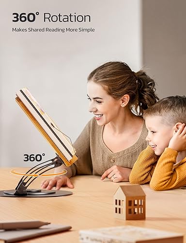 Miniatura 4 de Nulaxy Bamboo 360 - Soporte giratorio para libros de lectura, soporte ajustable para libros de texto para leer manos libres, soporte plegable para