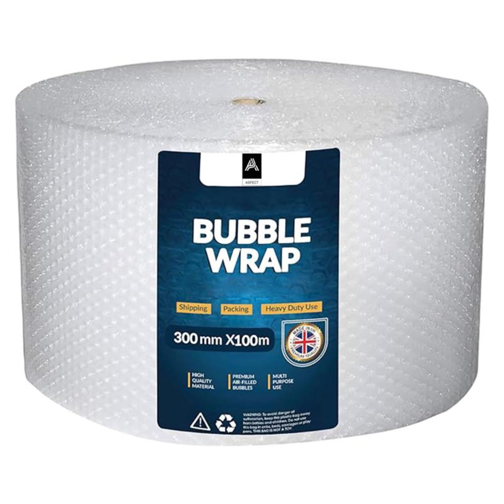 Aspect Bubble Wrap 300mm x 100m Premium Quality Bubble Wrap Roll, Small Air Bubbles, Heavy Duty Packing Protection for Moving House, Fragile Items, Shipping, Storage & Industrial Use