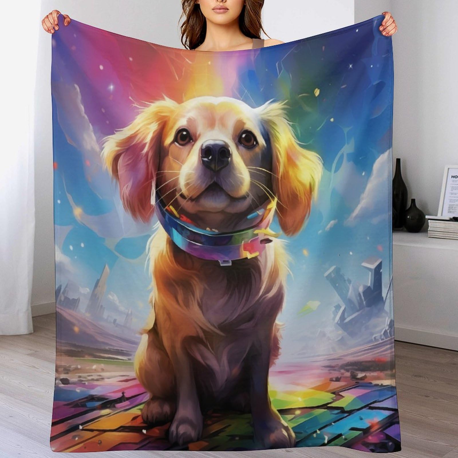 Couverture chien en flannel douce pour lit et canapé 130x180cm