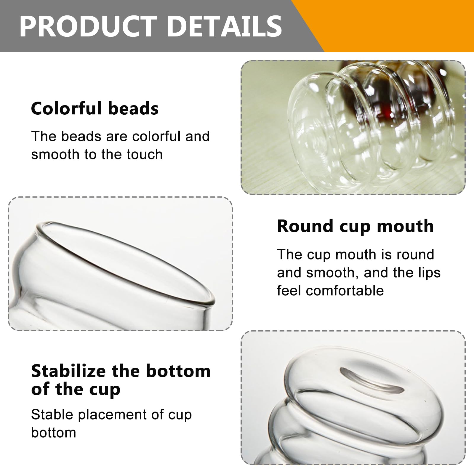 Set 4 Bicchieri Bubble In Vetro Borosilicato 350 Ml | Con Coperchi In Legno E Cannucce Di Vetro | Per Latte Macchiato, Long Drink, Acqua | Con Spazzole Pulizia - 2