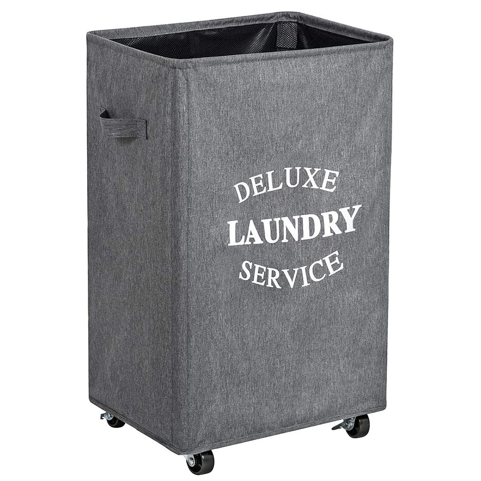 WOWLIVE Large Rolling Laundry Basket Wheels 90L Collapsible Tall Laundry Hamper Handle Foldable Dirty Clothing Basket Fold up Rectangular Hampers for Laundry Dorm Room (Grey2)