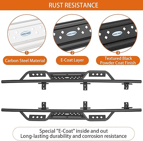 Miniatura 7 de u-Box Gladiator JT - Estribos laterales Nerf Bars rieles de acero compatibles con camionetas Jeep Gladiator JT 2020 2021 2022 2023 2024 2025