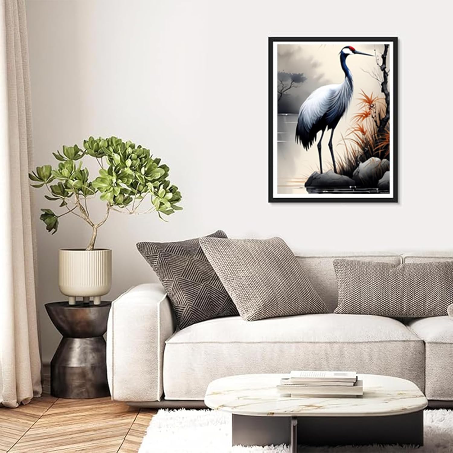 Diamond Painting Kits for Adults 5D Full Drill Animals Crane Diamond Art Paint by Number Gem Art for Adults Crystal Rhinestone Embroidery Kits Diamond Art for Christmas Gifts Home Decor 12x16 Inch