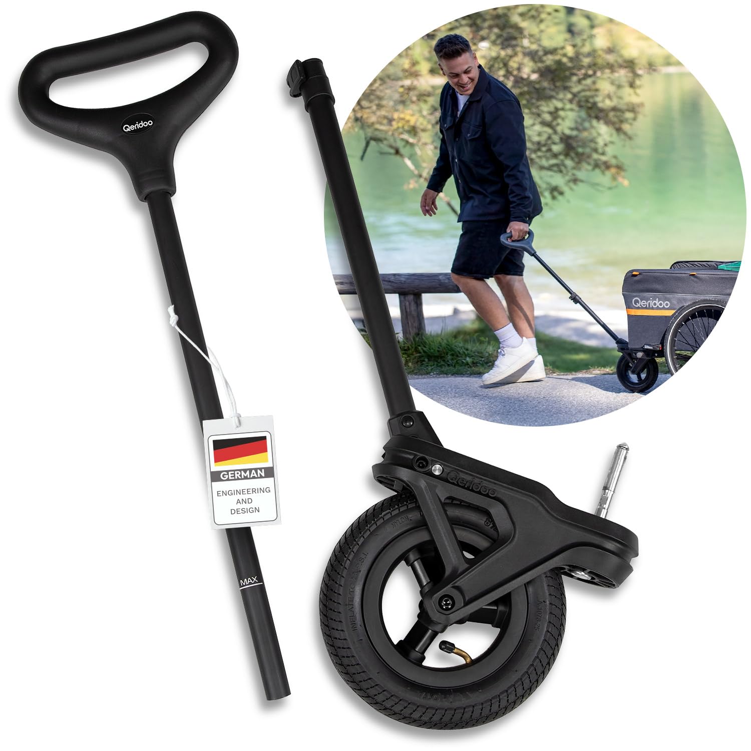 Qeridoo Bollerwagen Set | 2-in-1 Transportlösung für Freizeit & Familie | Robuster Faltwagen mit Zubehör | Schnell faltbar & kompakt verstaubar | Ideal für Ausflüge, Strand & Camping