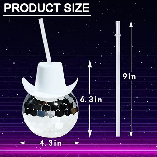 Miniatura 10 de Vasos de sombrero de vaquera rosa con pajitas, suministros de fiesta de vaquero del oeste, suministros de fiesta para niñas solteras de Let's Go