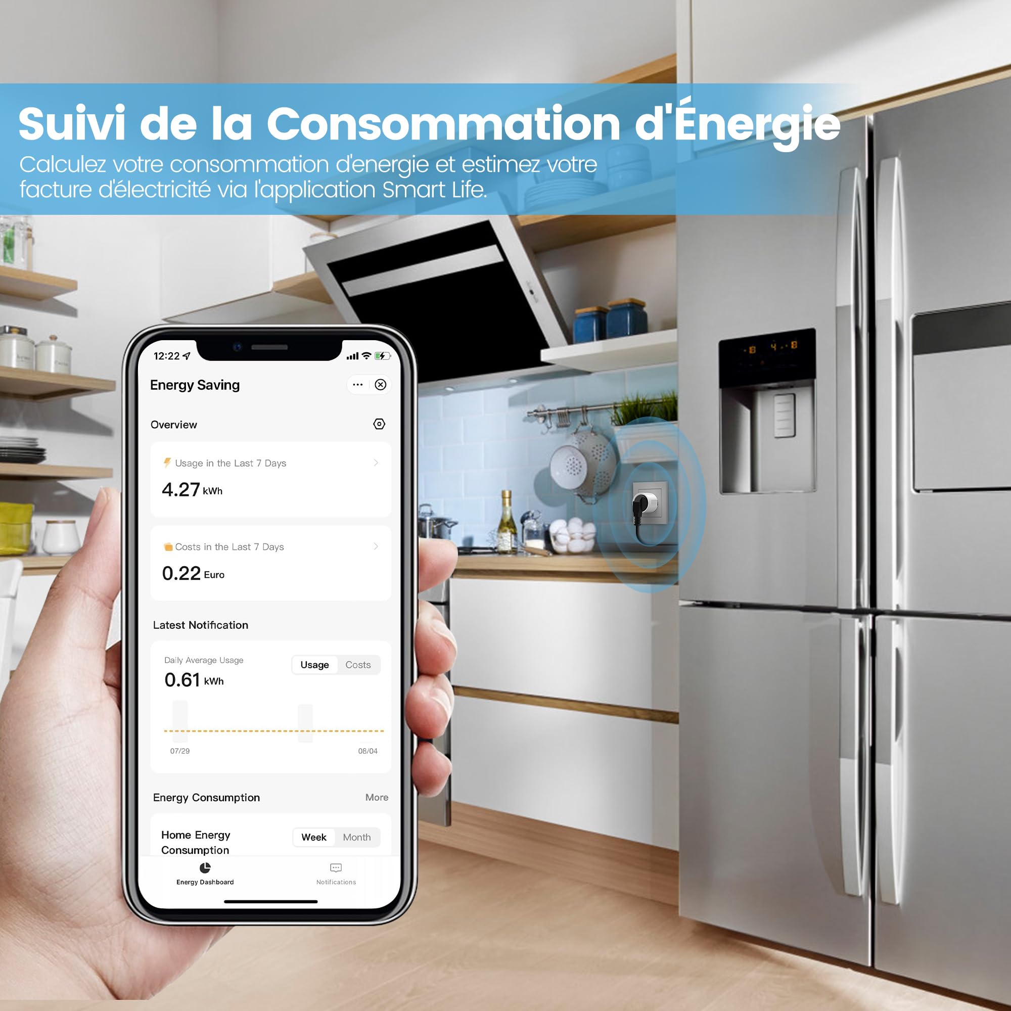 EIGHTREE Prise Connectée WiFi, Mini Prise Intelligente, 16A 3680W | Compatible avec Alexa, Google Home, SmartThings, Suivi de la Consommation d'énergie, 2,4 GHz Requis, 4 Pack