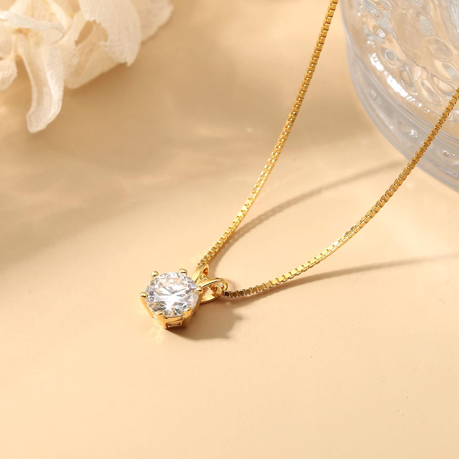 Moissanite Pendant Necklace, 1CT 18K White Gold Plated Silver D Color Lab Diamond Necklace for Women - Image 5