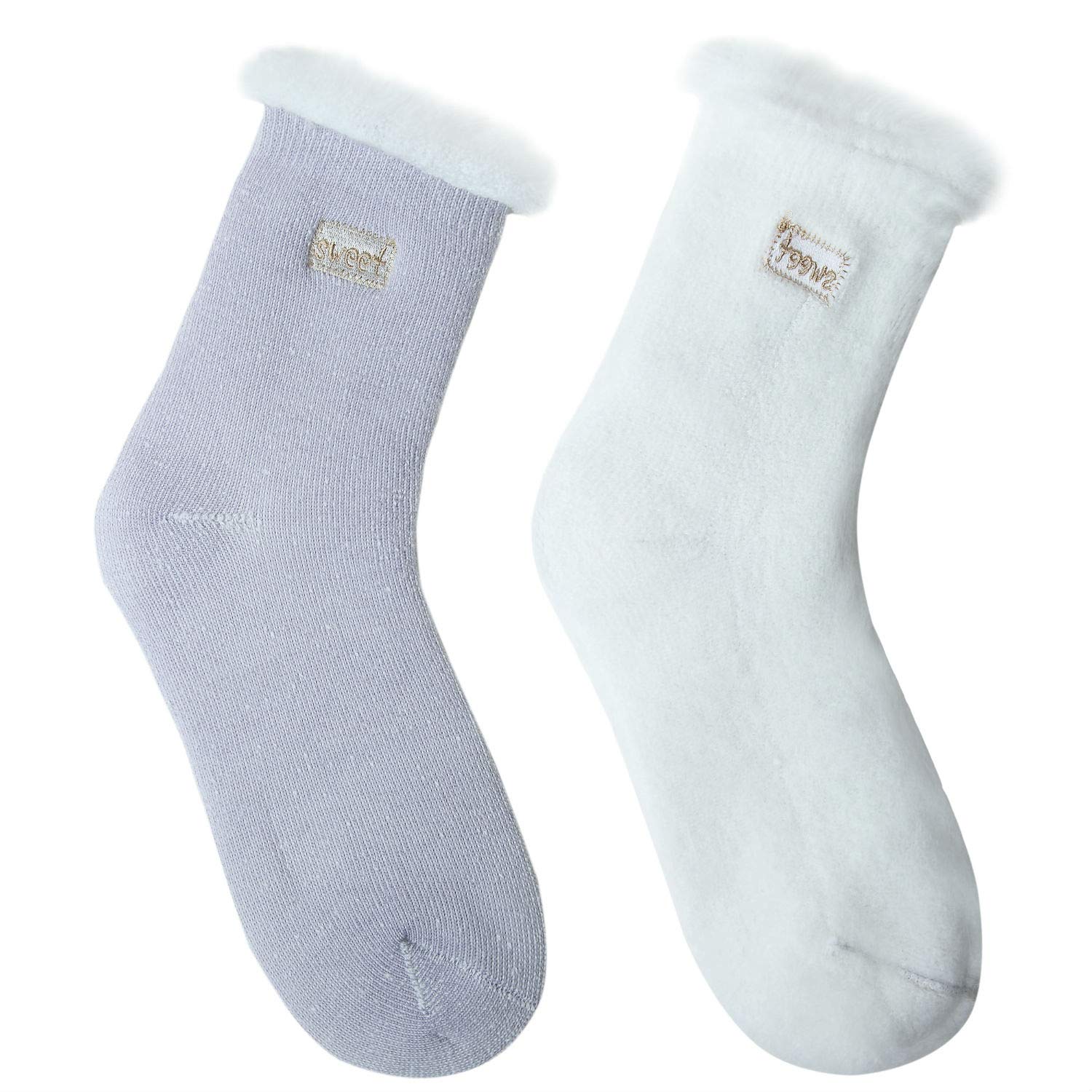 JARSEEN 2 Paia Calze di Lana Invernali Termiche Calzini Ricamo Carino Caldo Spessi Morbido Calzettoni Donna