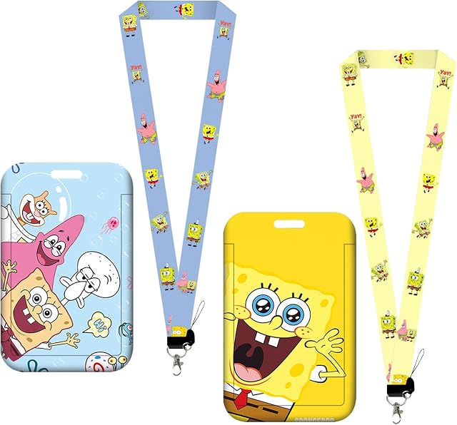 2Pcs Lanyard RHYII-Cartoon Waterproof with Card Holder Detachable Card Holders for Office School Supplies, ID Card, Keys Bus Card