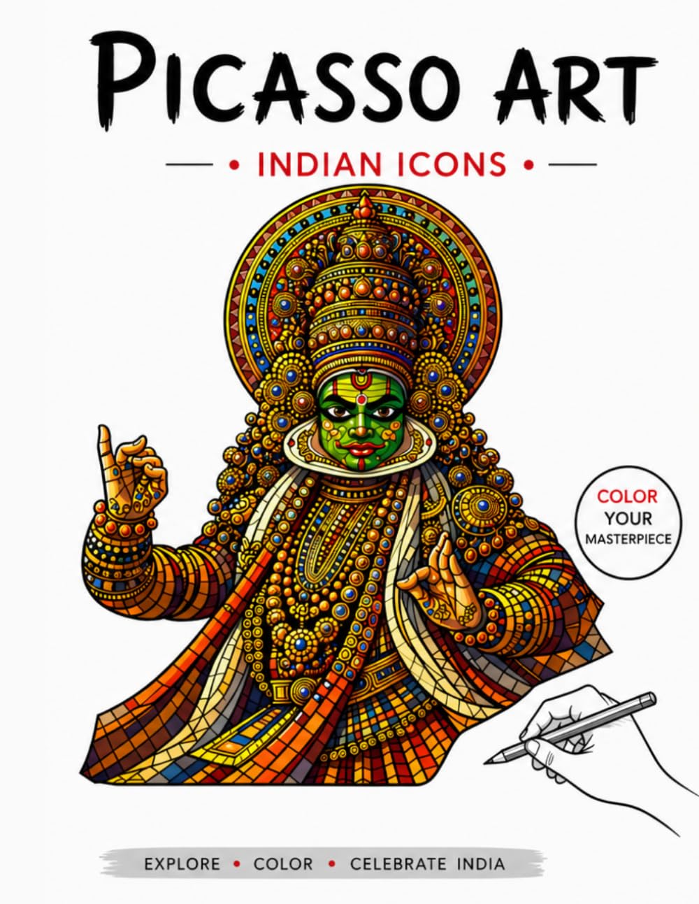 Picasso Art Coloring Book-Indian Icons: Picasso-Style Geometric Art Featuring India’s Culture, Heritage & National Symbols