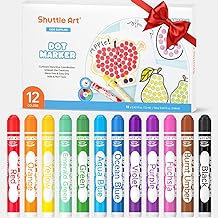 Shuttle Art Dot Marker Washable Dot Marker, 12 Colors Dot Marker, Non-Toxic Children's Felt, Bingo Dabber for Creation, Creative Activity for Kids Early Education