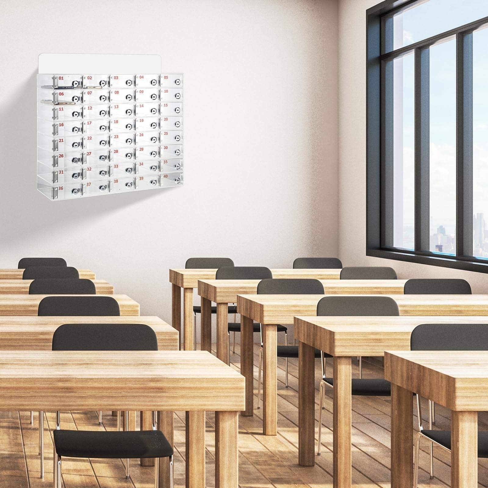 Trasparente con serratura – Sto Box personale per 12-100 telefoni 25 cartments Secure Desk nizer per uffici e scuole.