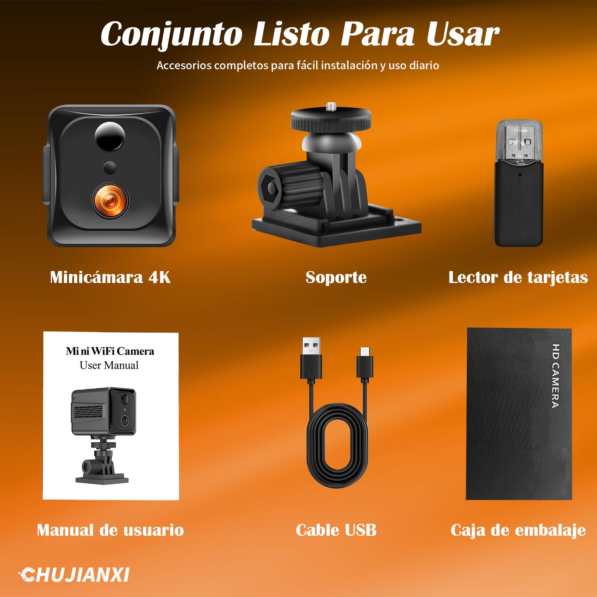 Cámara Mini 4K, Cámara Interior WiFi Actualizada 2026 | Cámara con Transmisión en Vivo para Móvil, Cámara de Larga Espera con Batería de 3000 mAh, Minicámara con Visión Nocturna