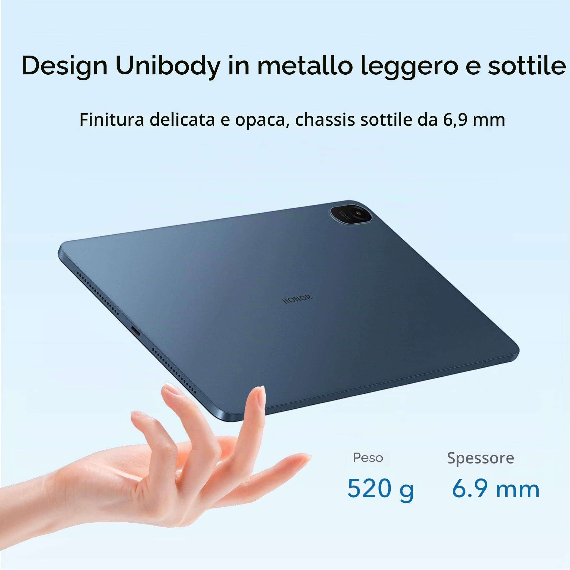 HONOR Pad 8 Tablet Touch 12 Pollici Schermo 2K 6+128 GB Espansibile, Batteria 7250 mAh, Qualcomm Snapdragon 680, 8 Altoparlanti Suono spazializzato, Android 12 con Google Service, WiFi+Bluetooth, Blu