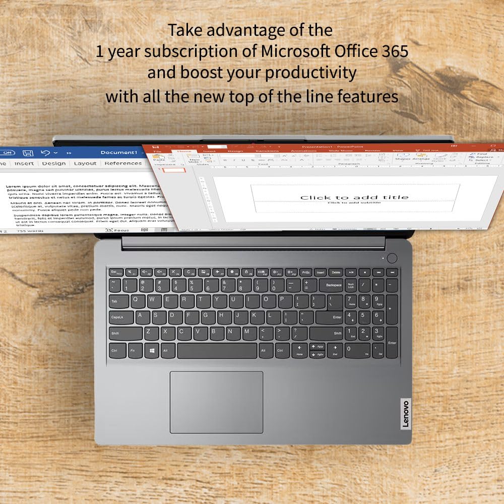 Lenovo 15.6" HD IdeaPad Anti-Glare Screen w/ 1 Year Microsoft 365, 384GB SSD, 20GB RAM, Windows 11 Pro, WiFi 6, HDMI, USB-C, Intel Processor, SD Card Reader, Up to 9.5 Hours Battery Life, w/WOWPC USB - 4