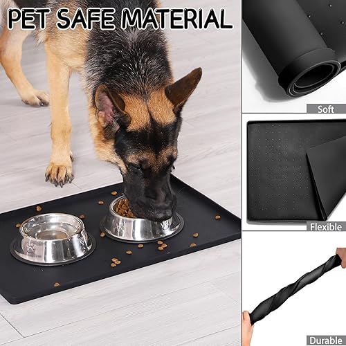 Vista 20 de MateeyLife Tapete de silicona para comida para gatos y perros para pisos, impermeable, antideslizante para alimentos y agua, tapete de alimentación