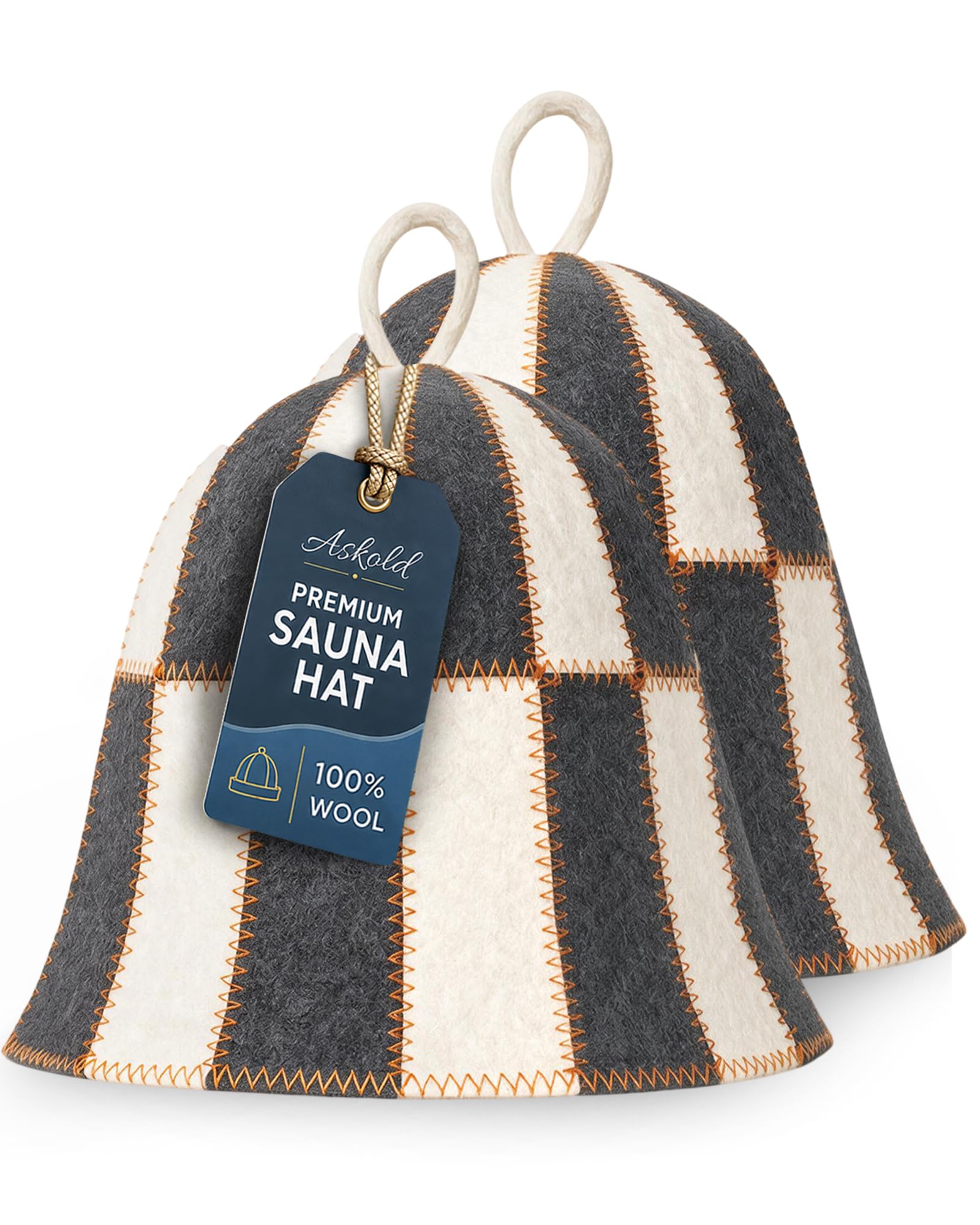 ASKOLD 2 Pack Checkered Wool Sauna Hats