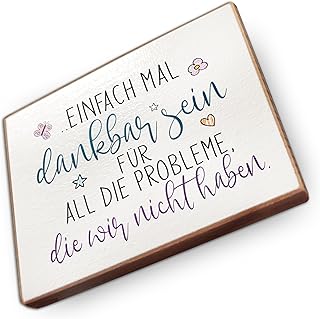 - Kühlschrankmagnet mit Spruch | Handmade aus Buchenholz als tolle Geschenkidee | (Einfach mal dankbar Sein für All die Probleme, die wir Nicht haben)