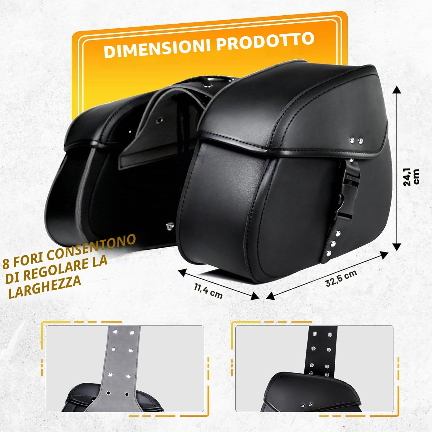 LICAEVEY Borse da Sella per Moto in Pelle PU Antipioggia, Borse Laterali da 16 Litri con Serratura, Misura Universale per Cruiser V Star 250 Shadow Aero Nightster Special