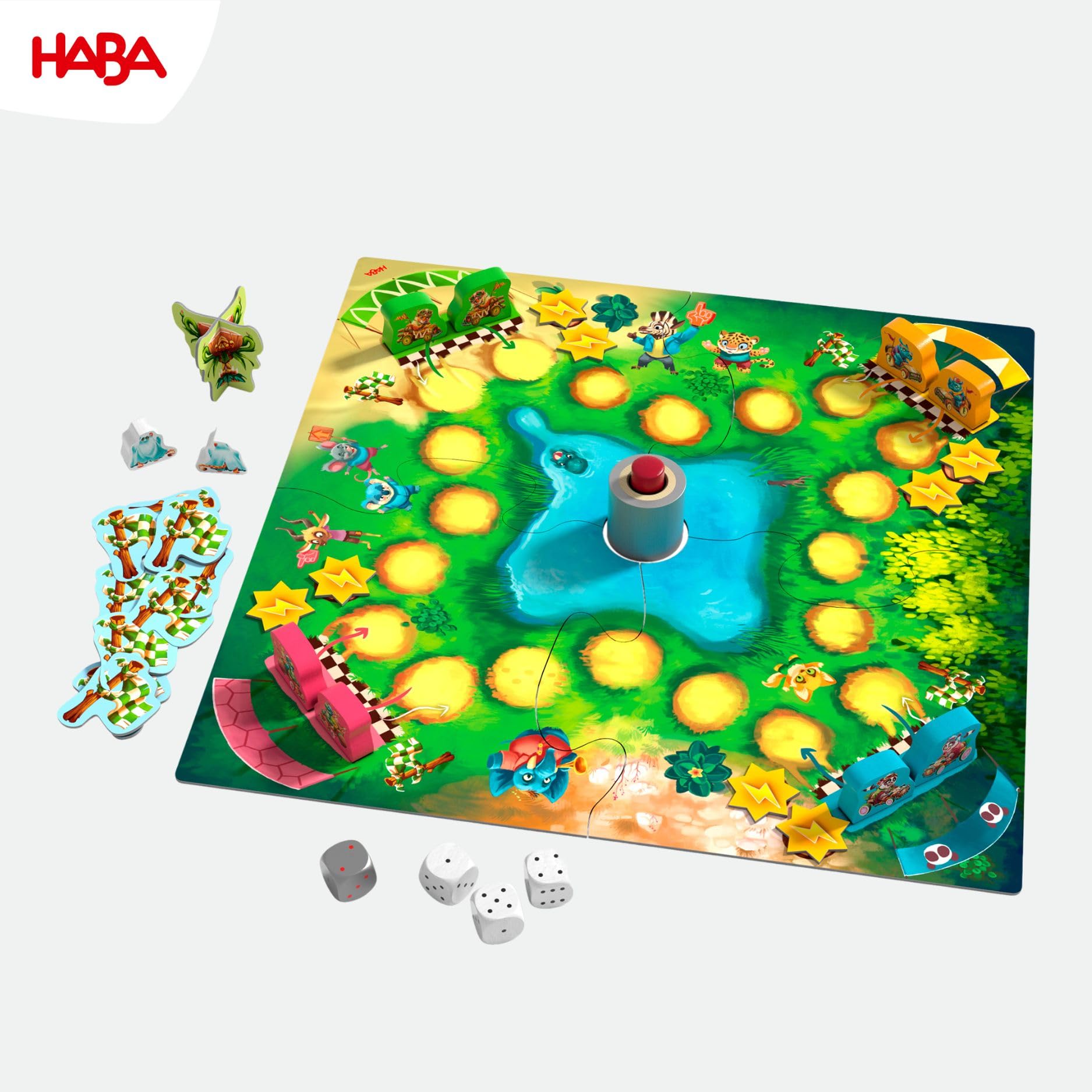 HABA Bamboo Rallye Cup – dynamisches Würfel- und Brettspiel für Kinder ab 6 Jahren – mit Einer lustigen Holzhupe – turbulente Interaktionen mit Frustrationsfaktor – 2010883002