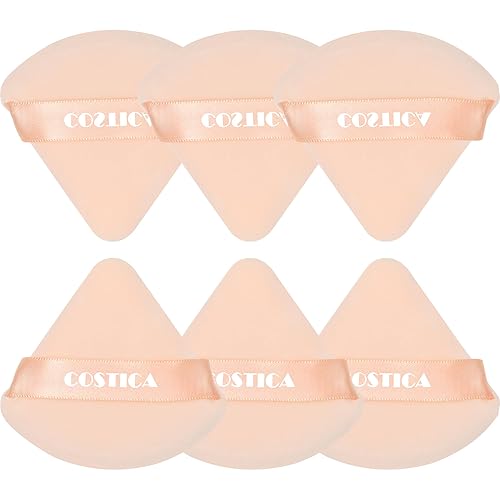 Miniatura 1 de COSTICA 6 piezas de polvo para polvo facial, soplo de polvo triangular para base suelta y cosmética, esponja de maquillaje para contornear,