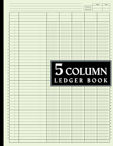 5 Column Ledger Book: Large Accounting Ledger for Bookkeeping / Columnar Pad 5 Columns for Personel Use and Small Business, 8.5 x 11 inches.
