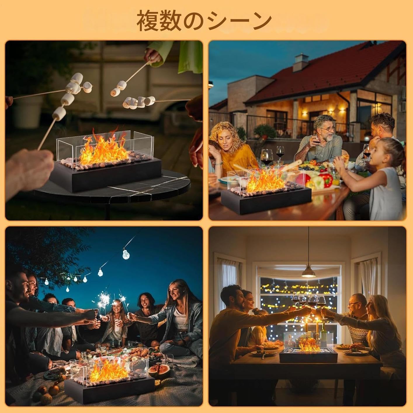 卓上ファイヤーピット - 室内屋外 携帯可能 長方形 安全 火鉢 装饰 | ガーデン パティオ 卓上 暖炉,ガーデン ベッドサイド