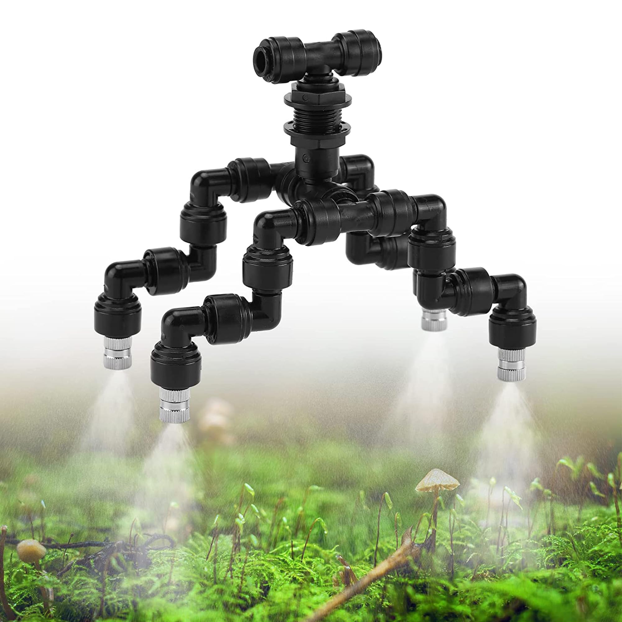 SOHNVWTGD 4Heads Reptile Mister Nozzles, 1/4'' Reptile Spray Nozzle 360 Degree Adjustable Detachable Nozzle Fine Mist Fogger for Terrarium, Aquarium Rainforest