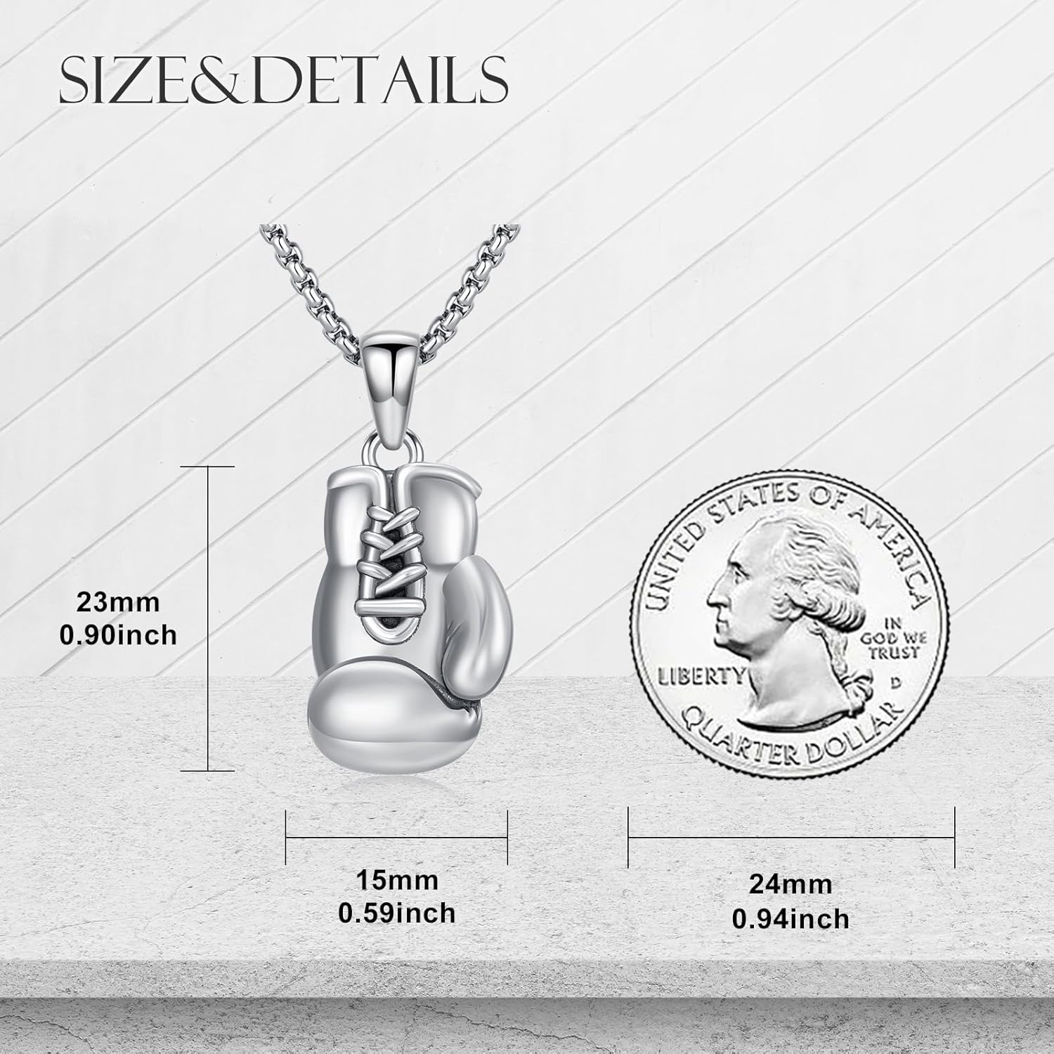 Boxing Necklace 925 Sterling Silver Boxing Gloves Pendant Gym Necklace Jewelry Gifts for Men - Image 3