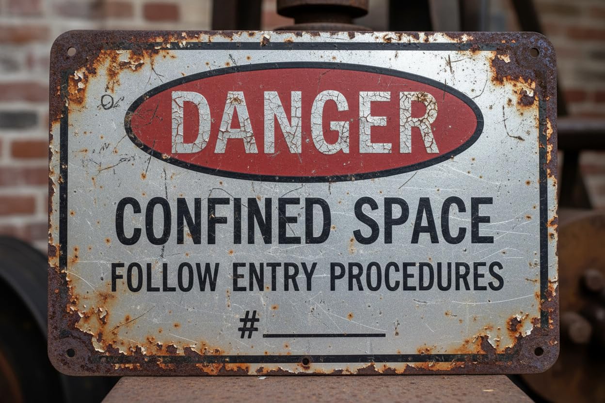 Wall Decor Osha Danger Sign: Confined Space, Follow Entry Procedures #_ Metal Sign 8x12Inch Clear Signage For S, Fences Vintage Signs Aluminum Plates Printed