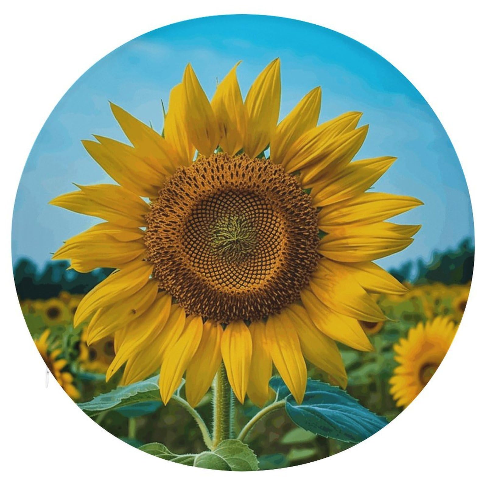 Wsoihfec Style Beutiful Sunflower Seat Cushion Round Chair Pad