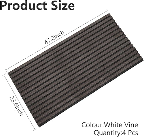 Miniatura 2 de Paquete de 4 paneles de pared de madera, paneles de pared de listones de madera de 47.2 x 23.6 pulgadas para decoración de pared interior y techo,