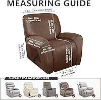 Vista 3 de Fundas para Sillas Reclinables Tipo Cuero, 4 Piezas Funda para Sillón Reclinable Lazy Boy, Protector de Muebles - Funda Suave Lavable para Sofá