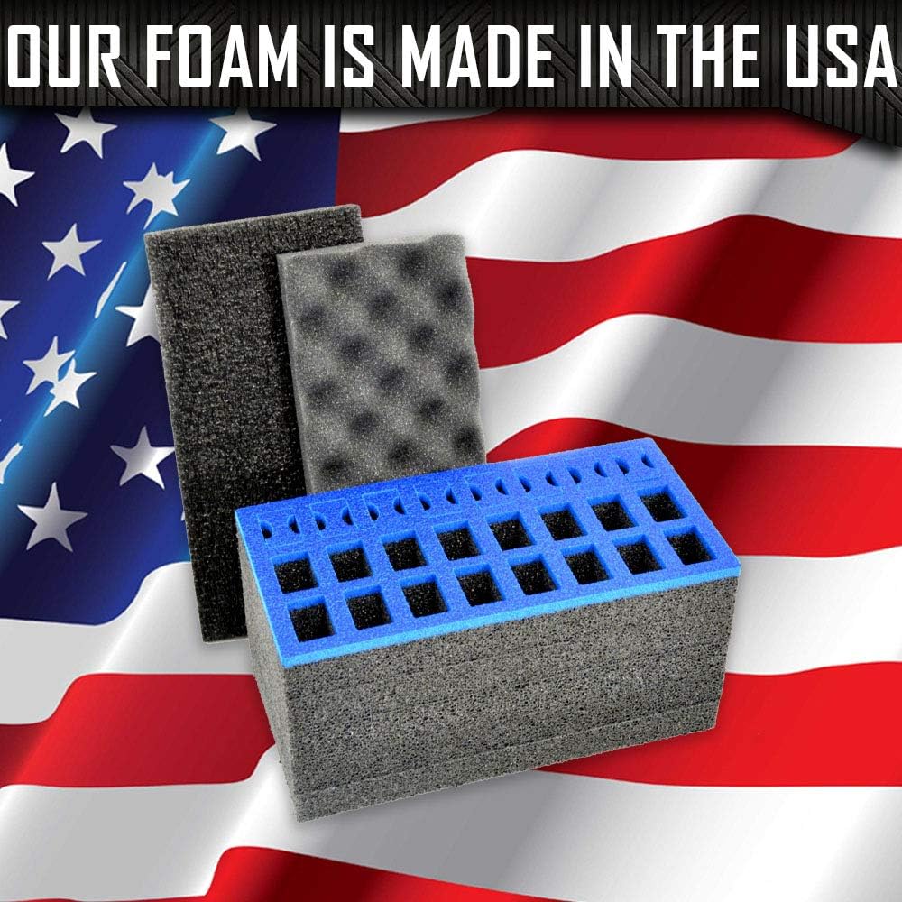 MY CASE BUILDER 24 Pistol Magazine Foam Insert - Ammunition Mag Storage for .50 Caliber Ammo Cans - 3 Piece Set Pre-Cut Military Grade Polyethylene Foam (Ammo Can Not Included)