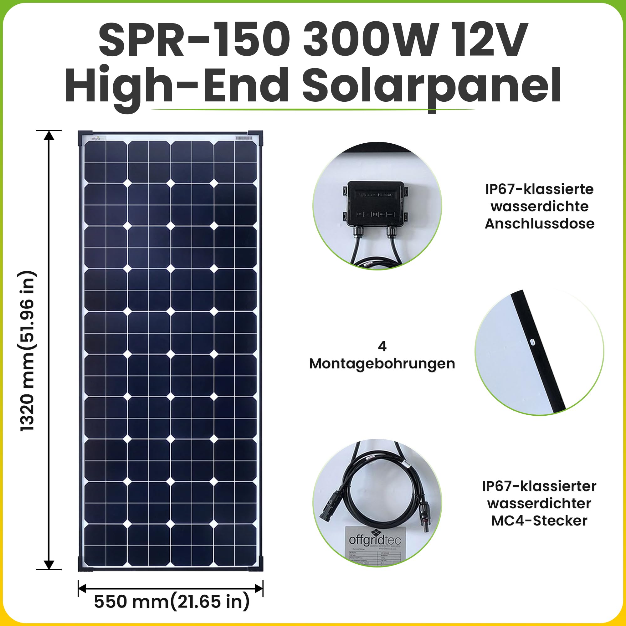 Offgridtec© 300W MPPT 12V Wohnmobil Komplettset EBL-Option mit Hochleistungspanels MPPT Regler und Installationsmaterial