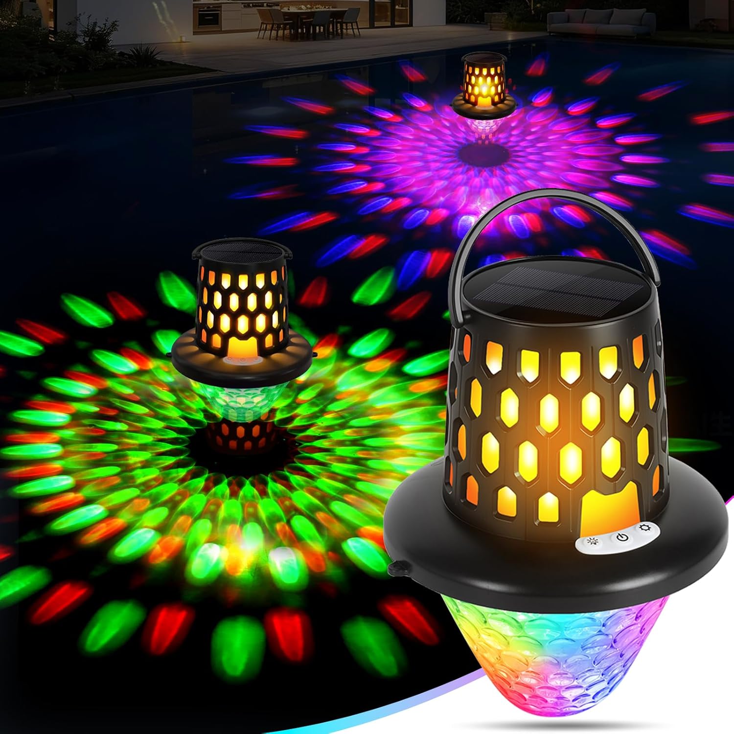 Floating Pool Lights,2026 Upgraded Solar Powered Pool Lights that Float,Flickering Flame Floating Solar Lights for Pool Lighting,Hangable IP68 Waterproof Swimming LED Pool Lights for Party,Outdoor-1PC