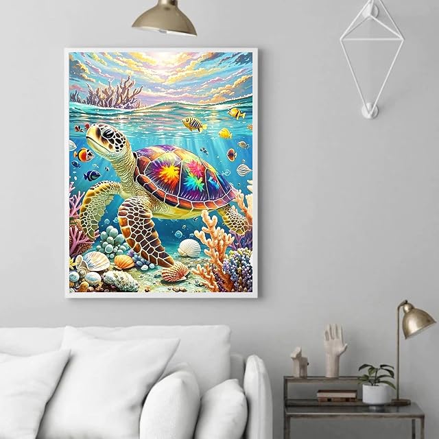 Foto 7 de 7 de Formeyart Pintar por números para adultos, pintura por números para adultos, para manualidades, tortuga marina
