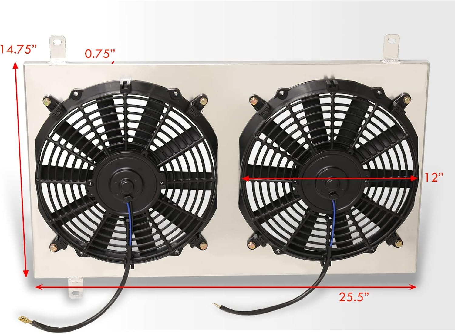 AJP Distributors Aluminum Radiator Fan Shroud Kit + 12" Engine Cooling Fans Compatible/Replacement For Supra MK3 JZA70 Manual Transmission M/T 1986 1987 1988 1989 1990 1991 1992 86 87 88 89 90 91 92