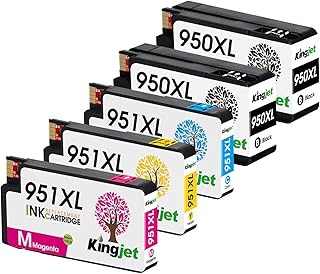 Kingjet 950 951 XL Cartuchos de Tinta Compatible para HP HP 950 951XL para HP Officejet Pro 8600 8610 8100 8615 8620 8625 8630 8640 8660 251dw 276dw (2 Negro, 1 Cian, 1 Magenta, 1Amarillo)