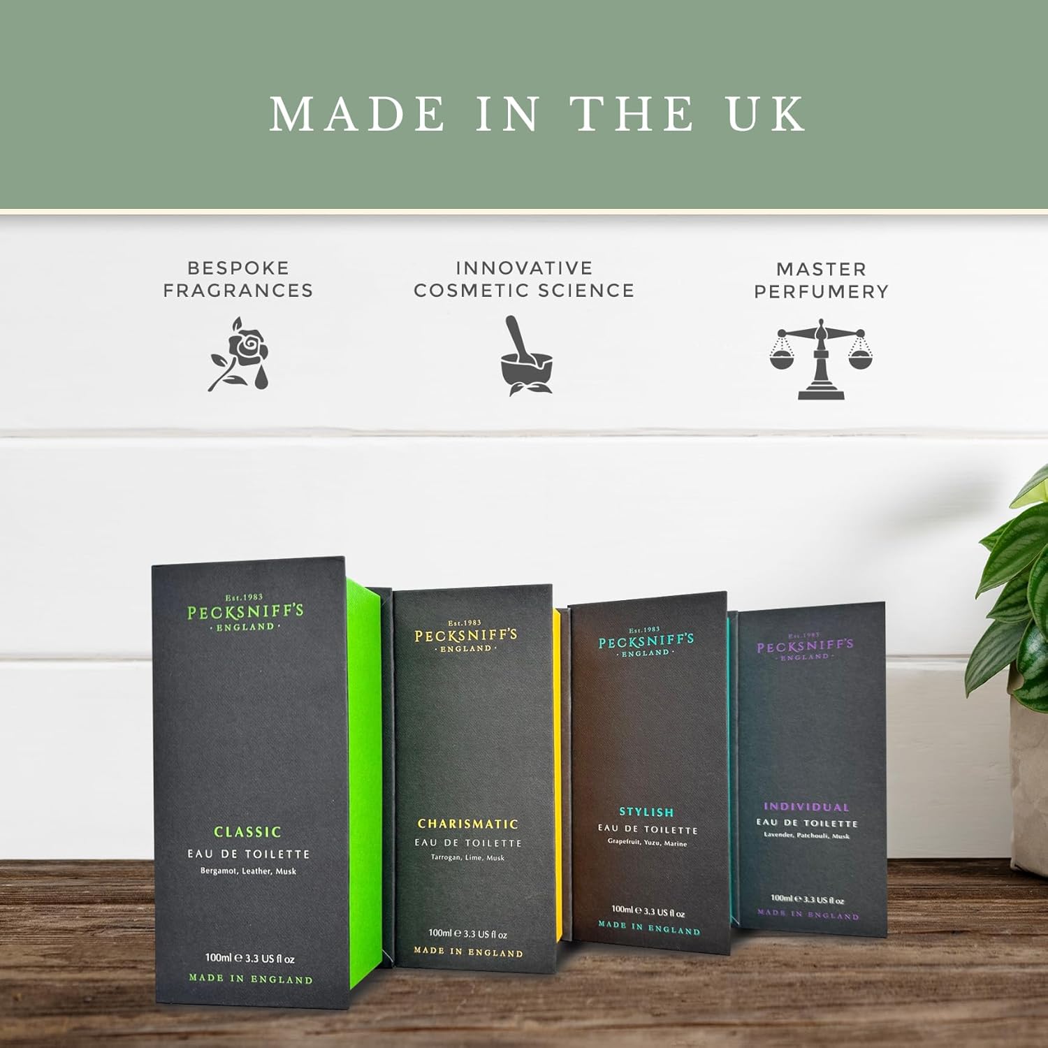 Pecksniff's Mens 100 ml/3.3 fl oz Eau de Toilette Charismatic – Fresh Fougere Cologne with Bergamot, Lime, Lily & Freesia