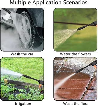 21V Cordless Pressure Washer, 180W 725PSI/50Bar High Pressure Power Washer Portable with 2 Batteries & 1 Charger Car Wash Kit Water Jet Cleaner with Adjustable Nozzle for Cars, Fence, Floors